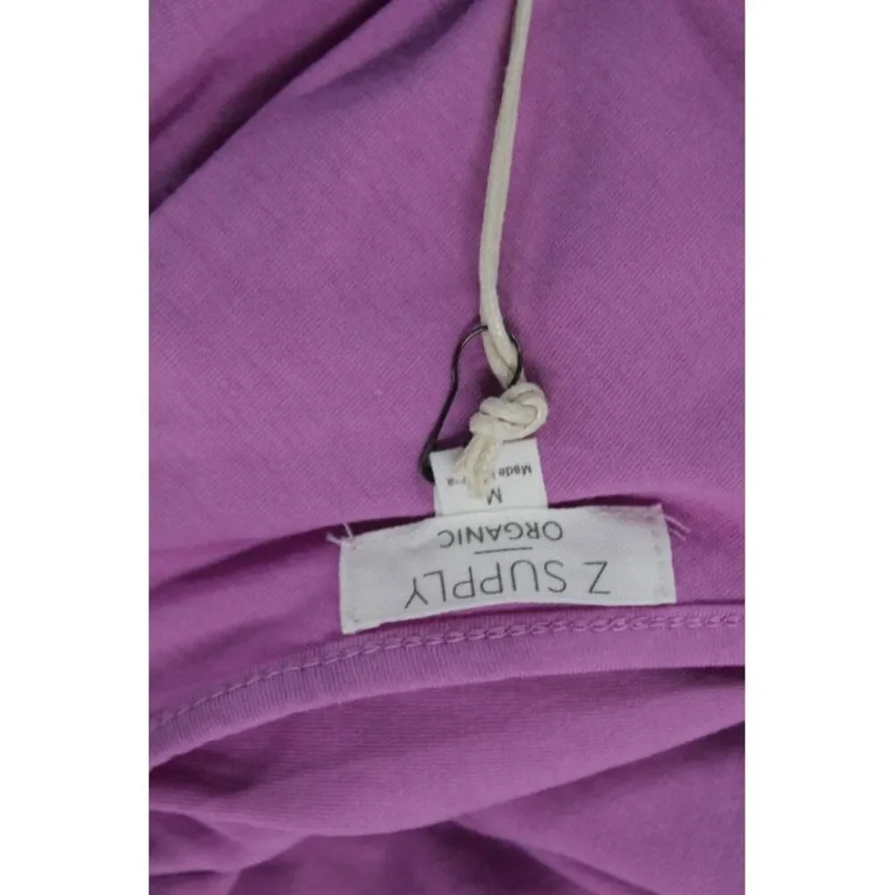 Z Supply Womens Textured Spaghetti Strap V-neck Casual Dress Pink Sz M